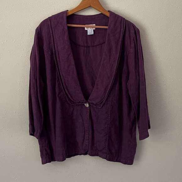 Mosaic USA 100% Linen Deep Purple Jacket Size Medium - Picture 6 of 6